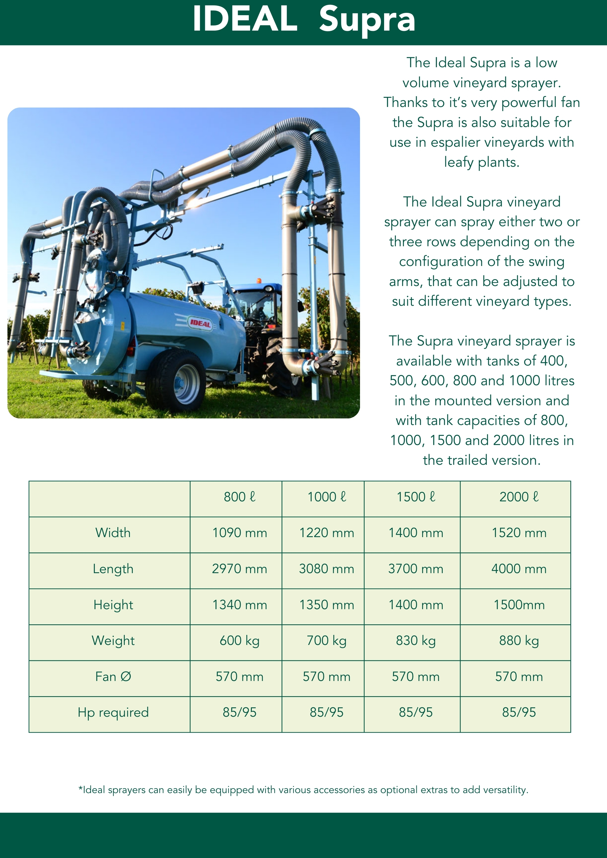 Ideal Supra vineyard sprayer